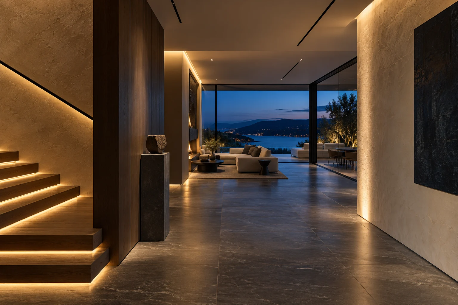 Architectural lighting and hallway design concept