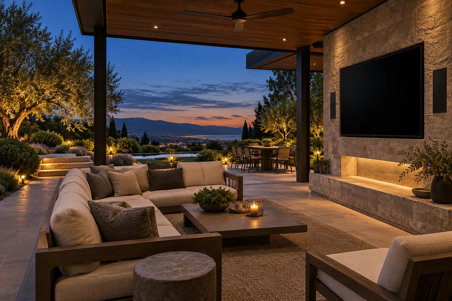 Outdoor entertainment terrace design concept